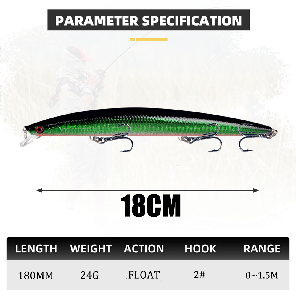 1PC Floating Minnow Lure Hard  - đánh giá và giá Fishing Hook Treble