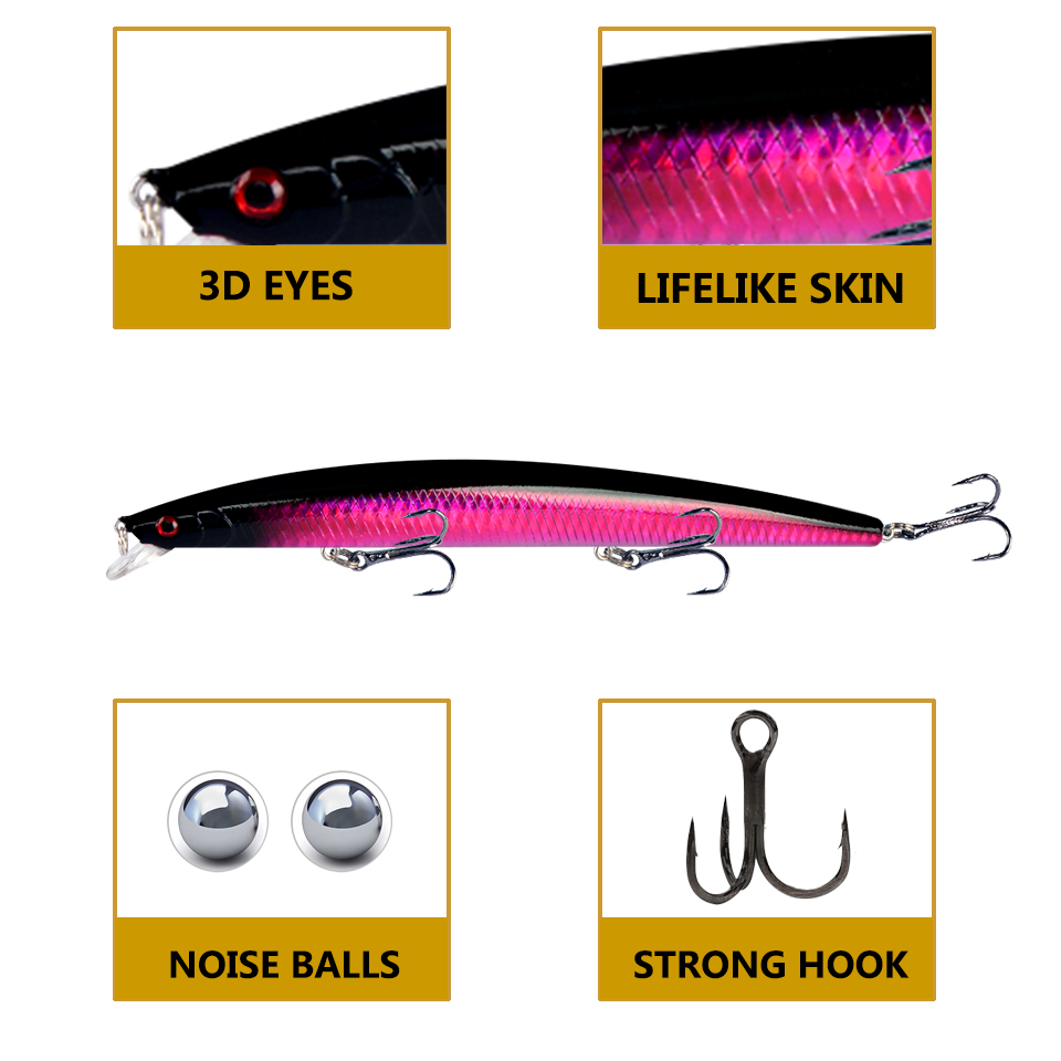 1PC Floating Minnow Lure Hard  - đánh giá và giá Fishing Hook Treble